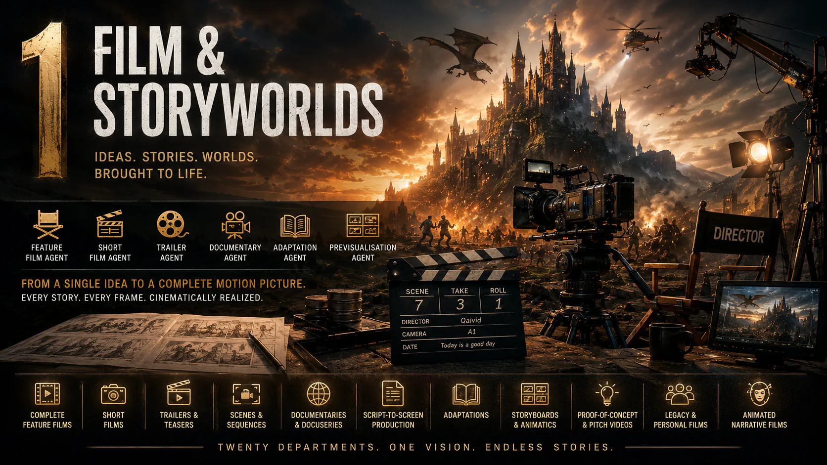 Film and Storyworlds production map showing filmmaking categories and specialist agents